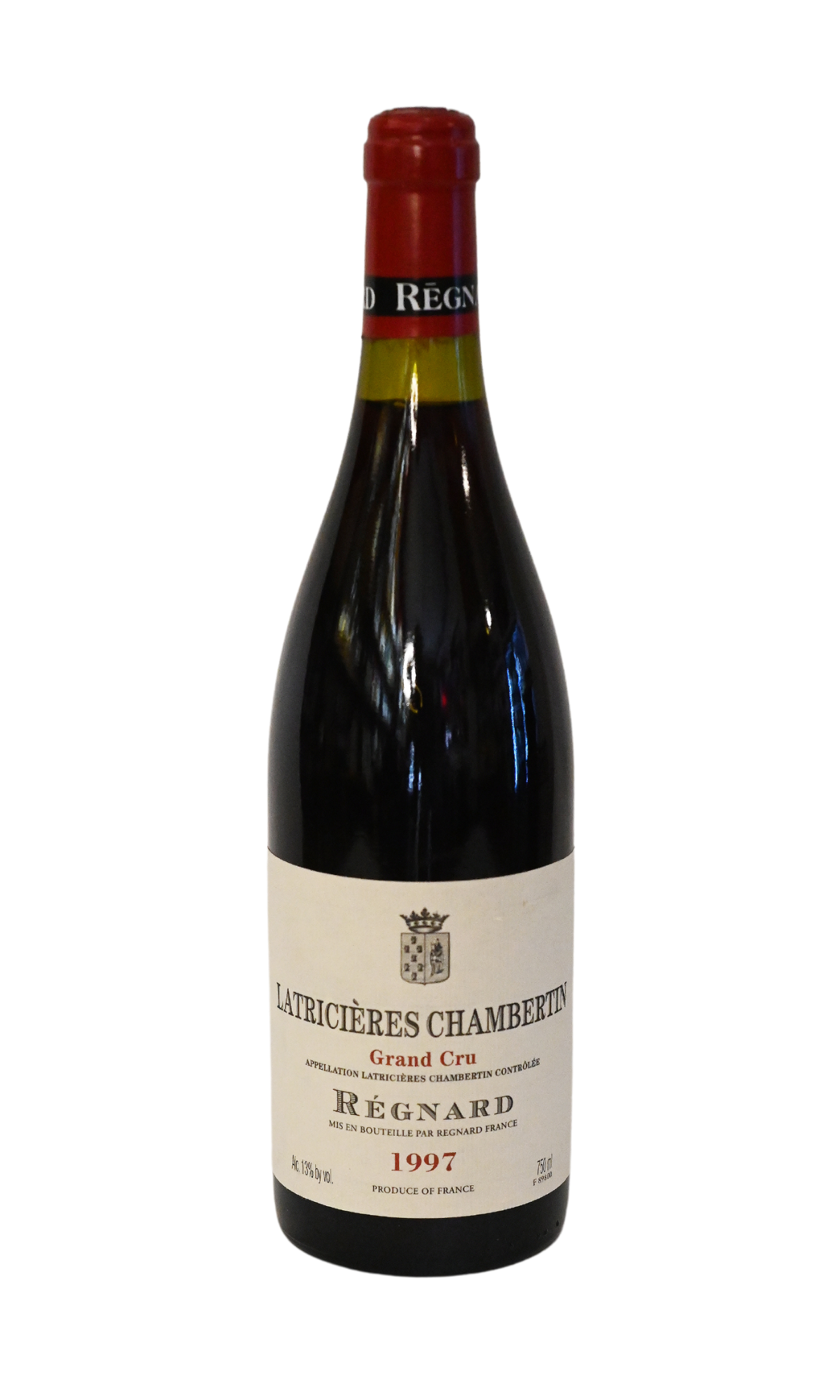 Il Latricières Chambertin Grand Cru Regnard 1997, ottenuto da uva Pinot noir, e affinato in barrique sulle fecce fini per 18 mesi, si presenta dal colore rosso rubino con riflessi porpora. Al naso rivela molta mineralità, aromi freschi in un palato di buona struttura, tensione e spiccata acidità.